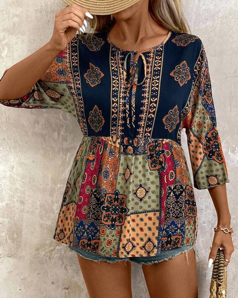 Stylish Three-Quarter Sleeve Top