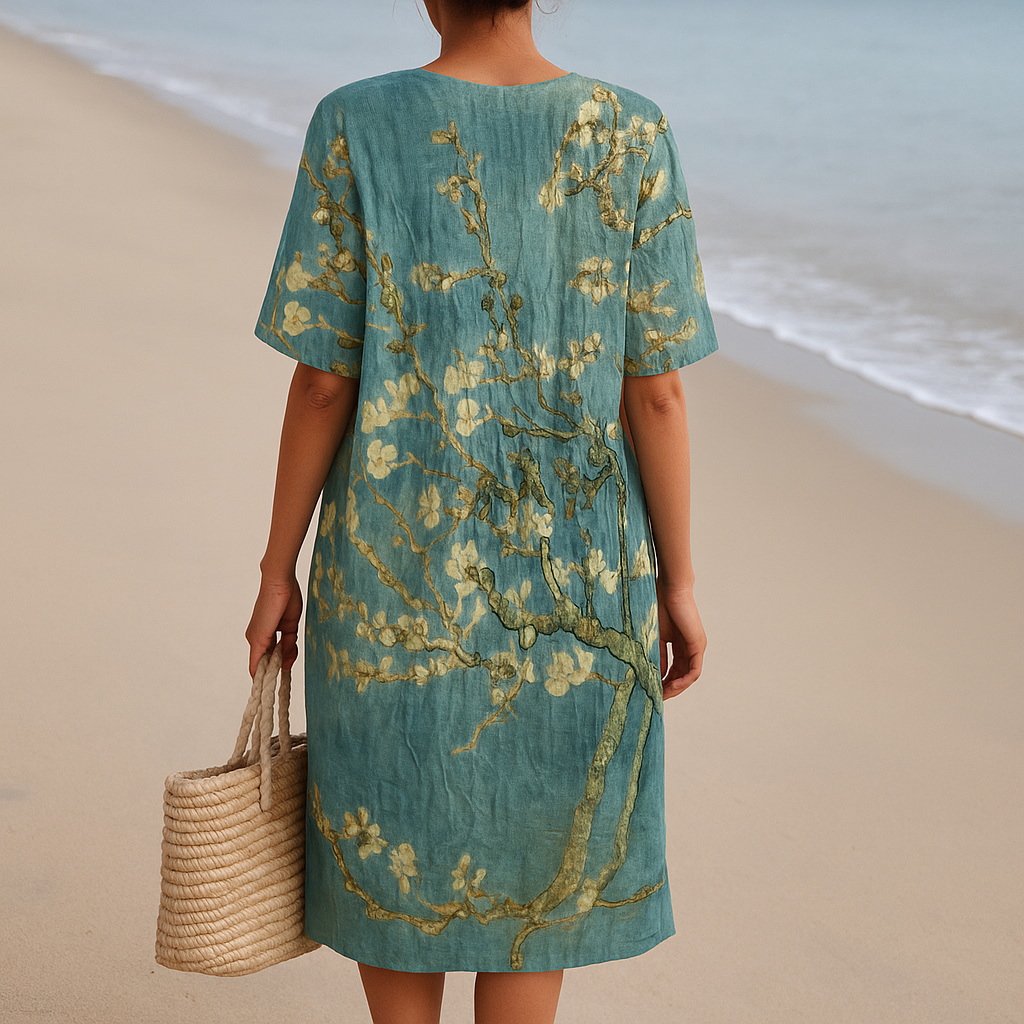 ALMONDE | Teal Blue Floral Print Dress