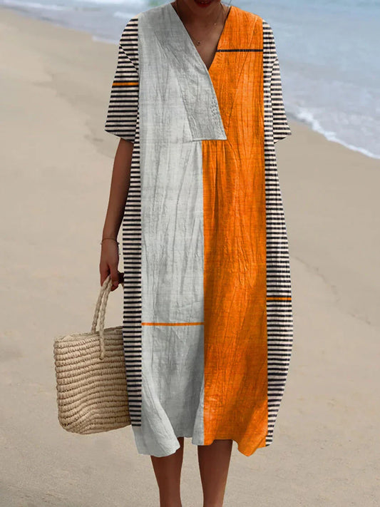 Elina | Striped Geometric Dress