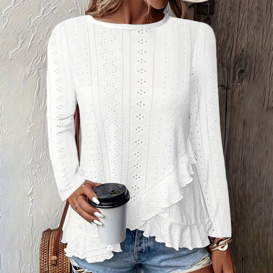 White Round Neck Top