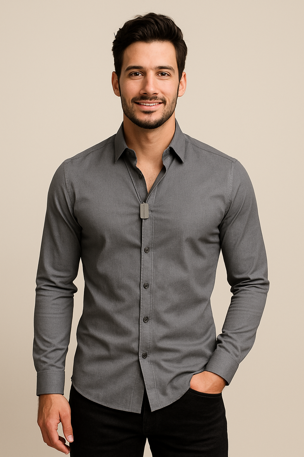 HERBERGER | Men's Long Sleeve Shirt with Stretch for Office and Everyday Wear
