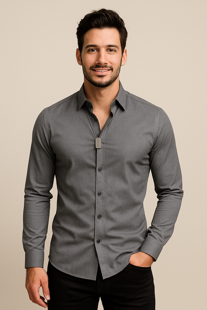 HERBERGER | Men's Long Sleeve Shirt with Stretch for Office and Everyday Wear
