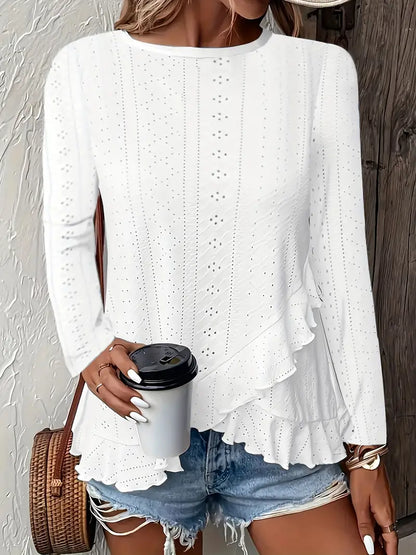 White Round Neck Top