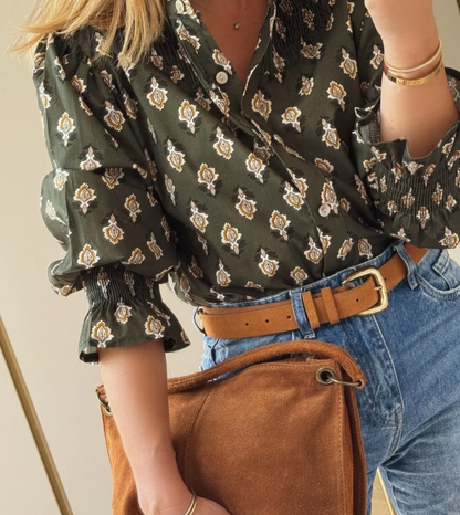 Green Accent Collar Shirt