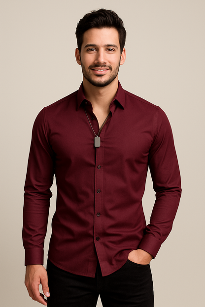 HERBERGER | Men's Long Sleeve Shirt with Stretch for Office and Everyday Wear