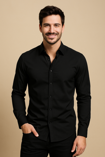 HERBERGER | Men's Long Sleeve Shirt with Stretch for Office and Everyday Wear
