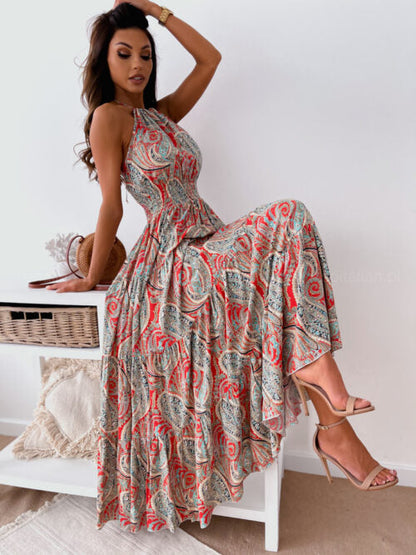 Backless Dress with Floral Print