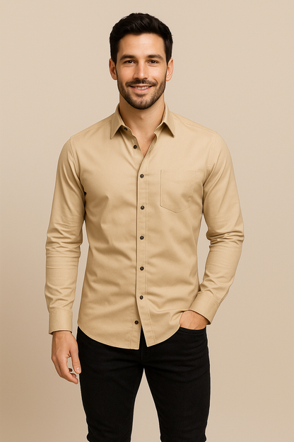 HERBERGER | Men's Long Sleeve Shirt with Stretch for Office and Everyday Wear