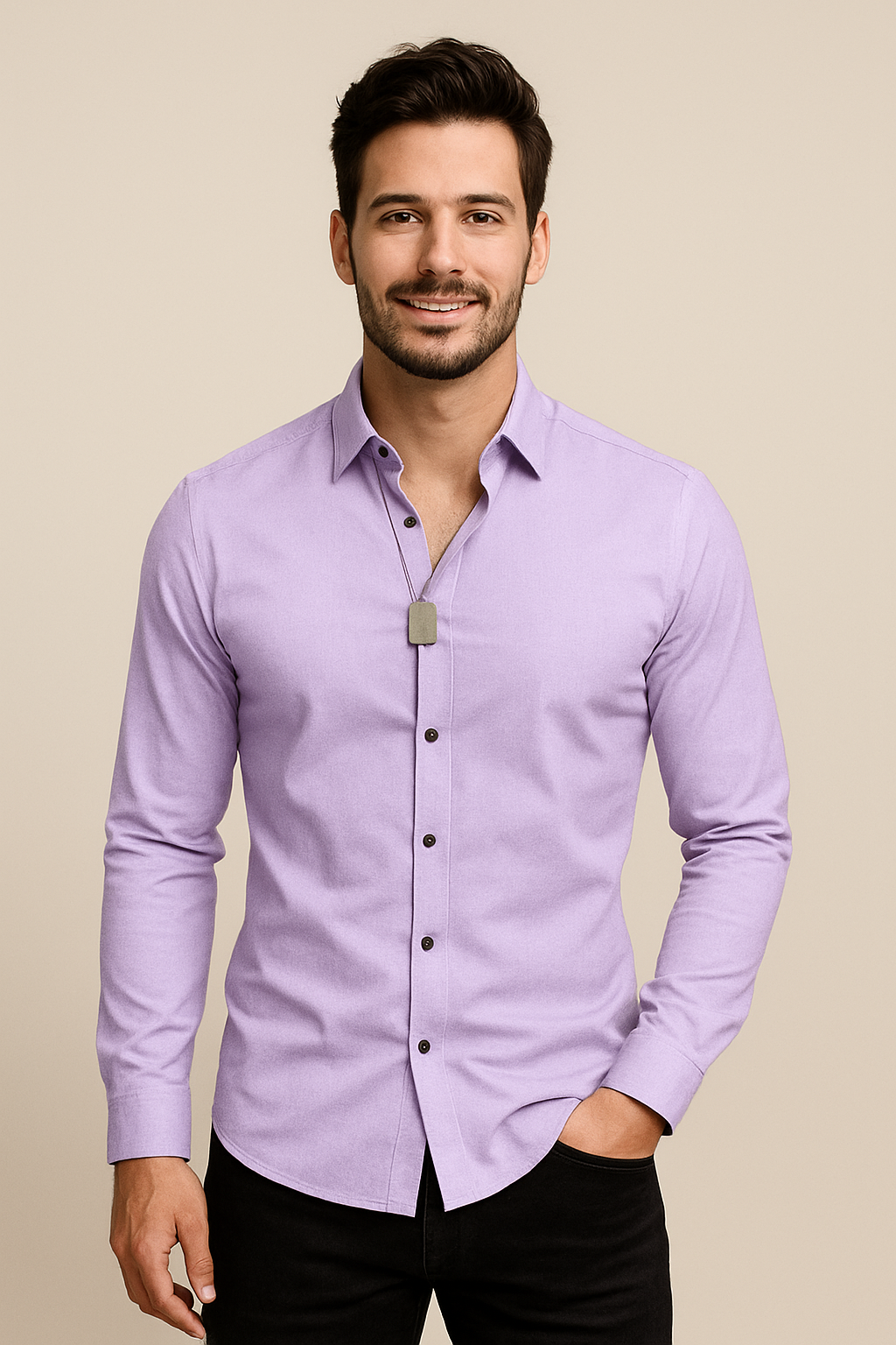 HERBERGER | Men's Long Sleeve Shirt with Stretch for Office and Everyday Wear