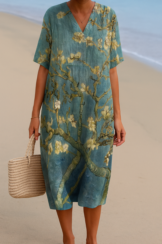 ALMONDE | Teal Blue Floral Print Dress
