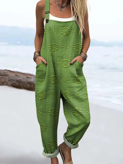Petra | Floral Dungarees with Dots
