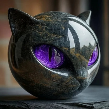 Lunaris - Mystical Black Cat Head Sculpture