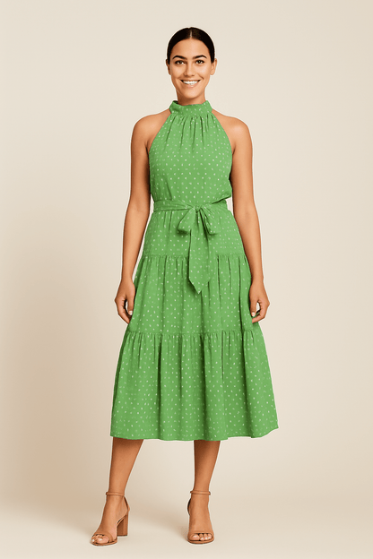 SOHO | Festive, breathable women's maxi dress with polka dot pattern