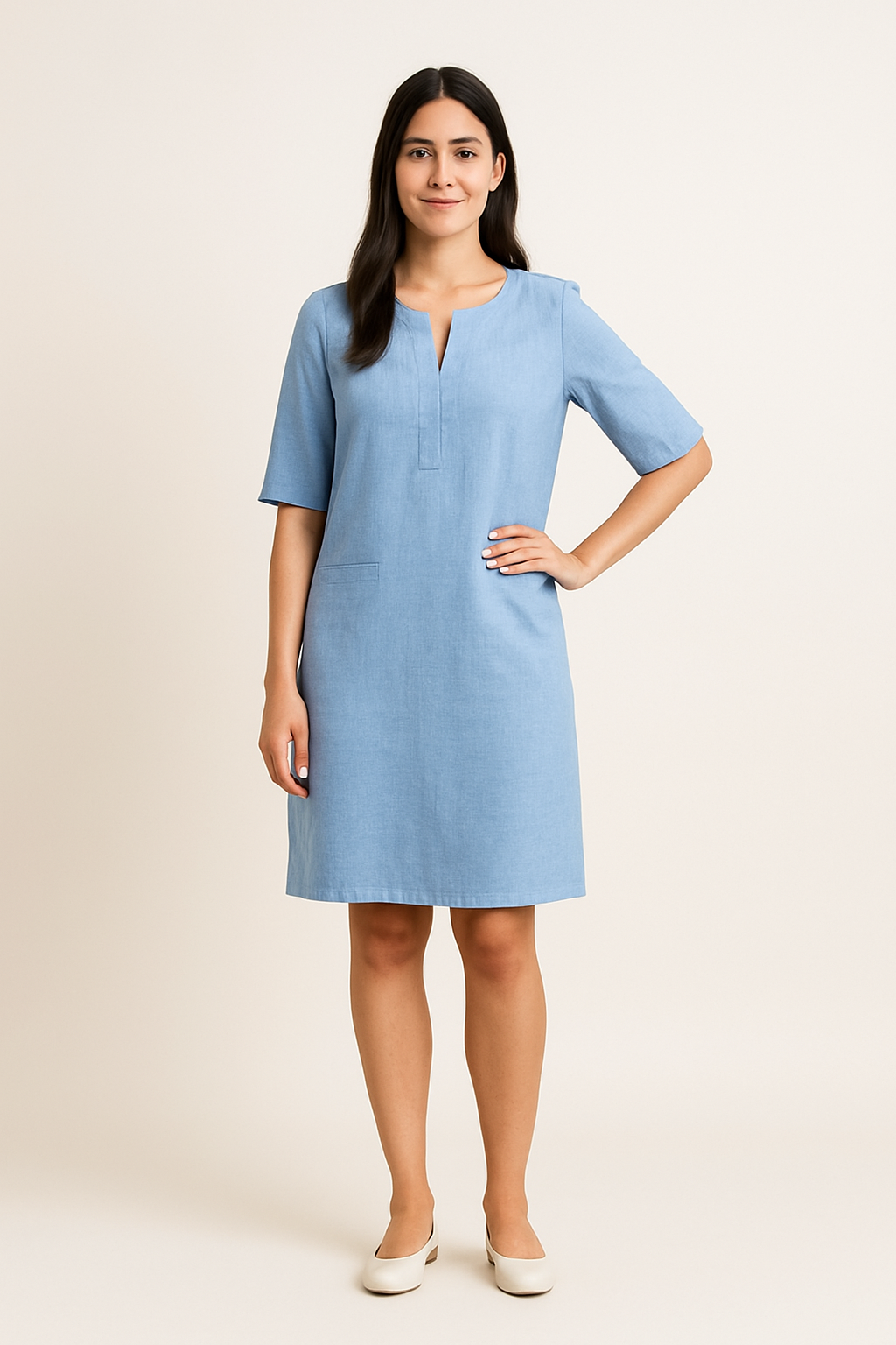 SOHO | Summer Women's Dress in Linen Look with Tailored Fit, Airy & Light