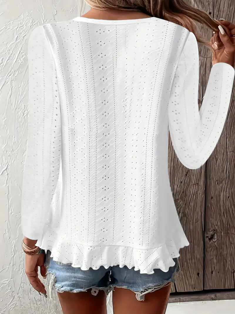 White Round Neck Top