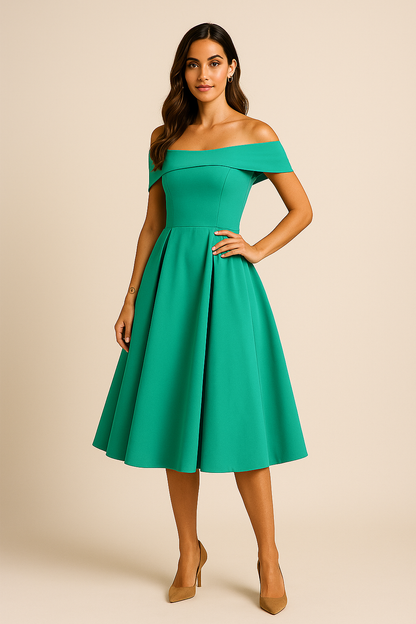SOHO | Women's Off-Shoulder A-Line Dress, Breathable and Stylish
