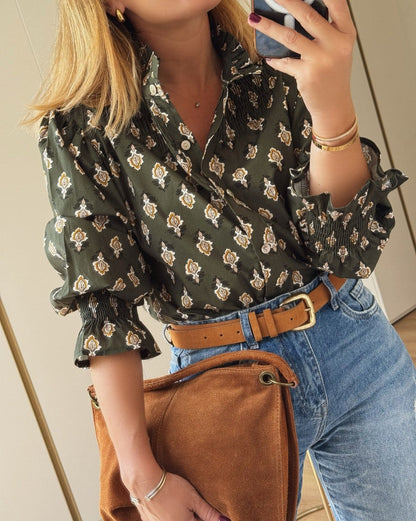 Green Accent Collar Shirt