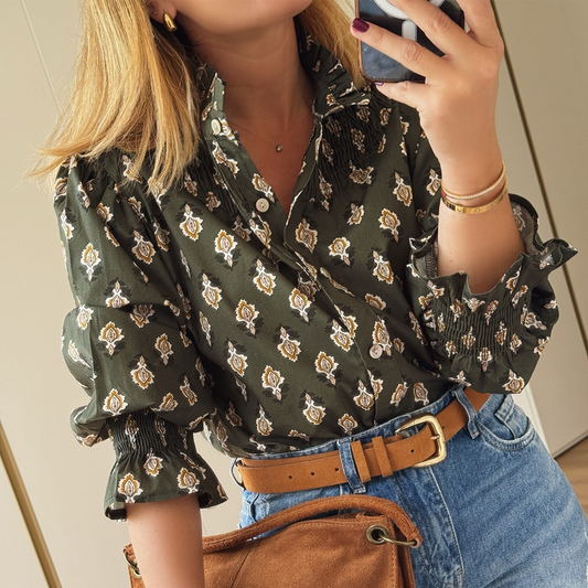 Green Accent Collar Shirt