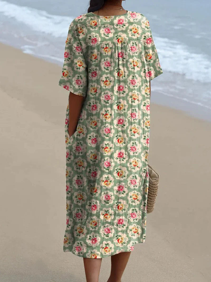 Eliane | Vintage Floral Aqua Dress